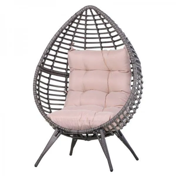 Sedia rattan Sedia da giardino Sedia rattan Cuscino per seduta Metallo Beige