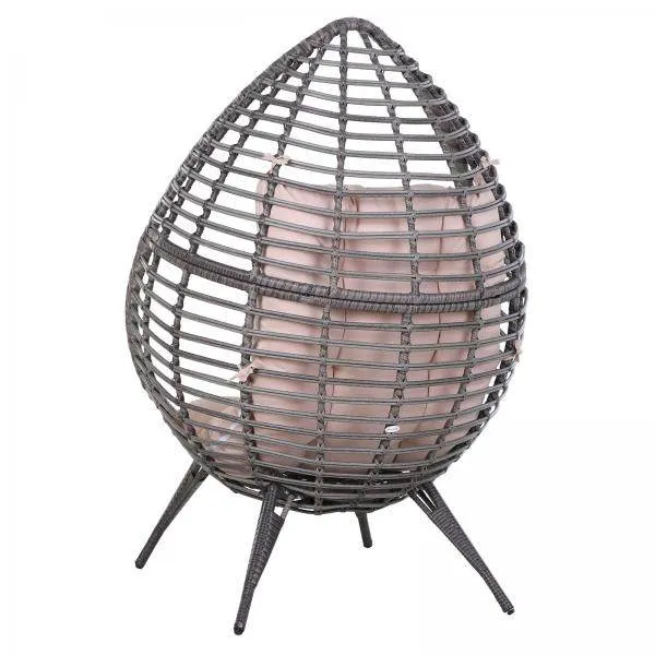 Sedia rattan Sedia da giardino Sedia rattan Cuscino per seduta Metallo Beige