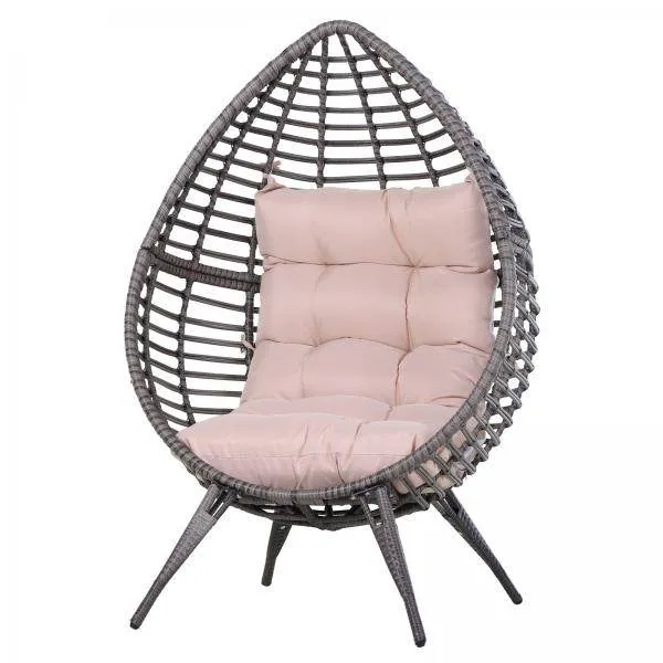 Sedia rattan Sedia da giardino Sedia rattan Cuscino per seduta Metallo Beige