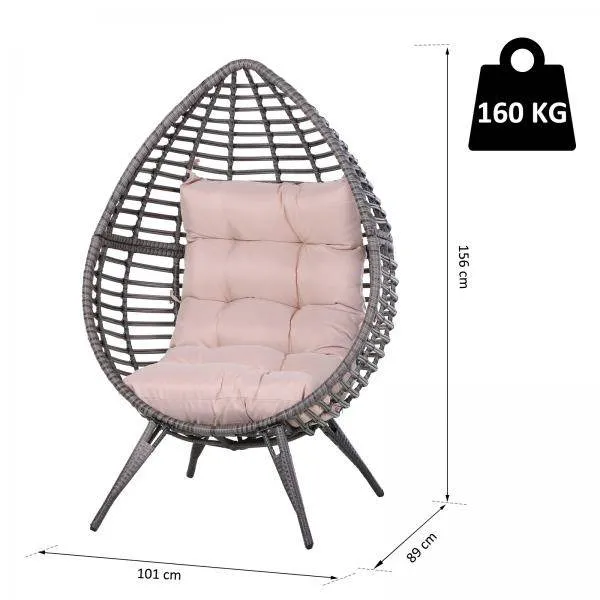 Sedia rattan Sedia da giardino Sedia rattan Cuscino per seduta Metallo Beige