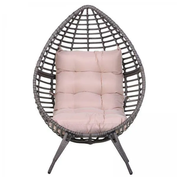 Sedia rattan Sedia da giardino Sedia rattan Cuscino per seduta Metallo Beige