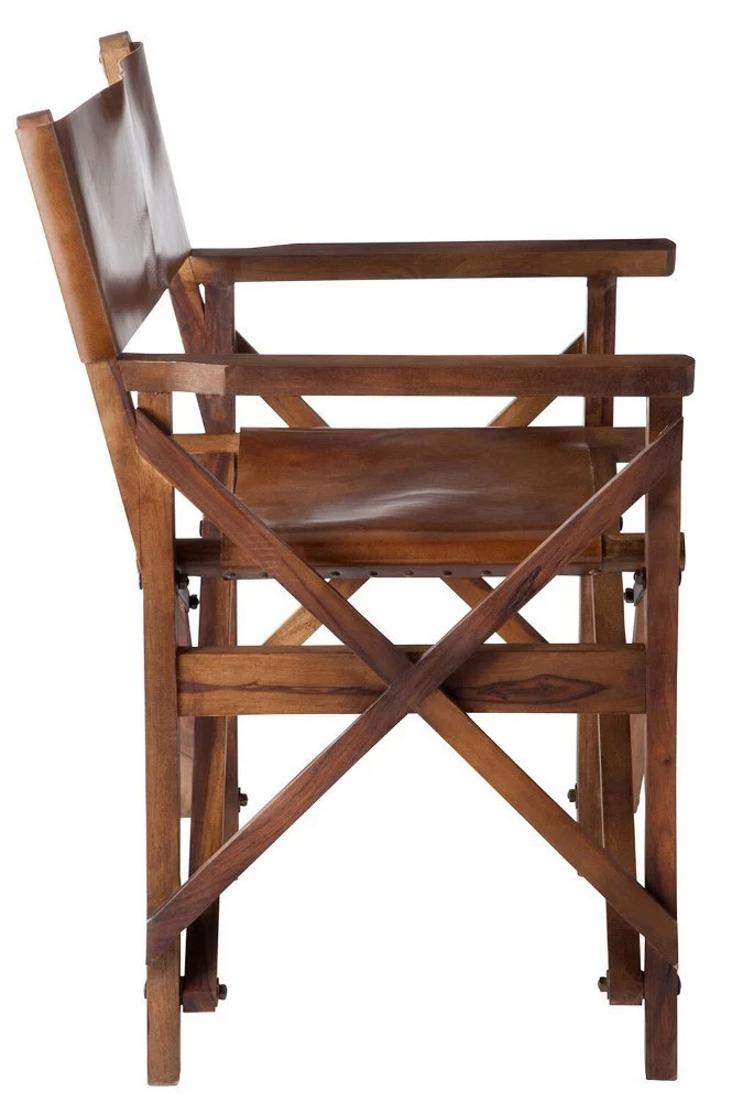 Sedia regista pieghevole legno e cuoio
