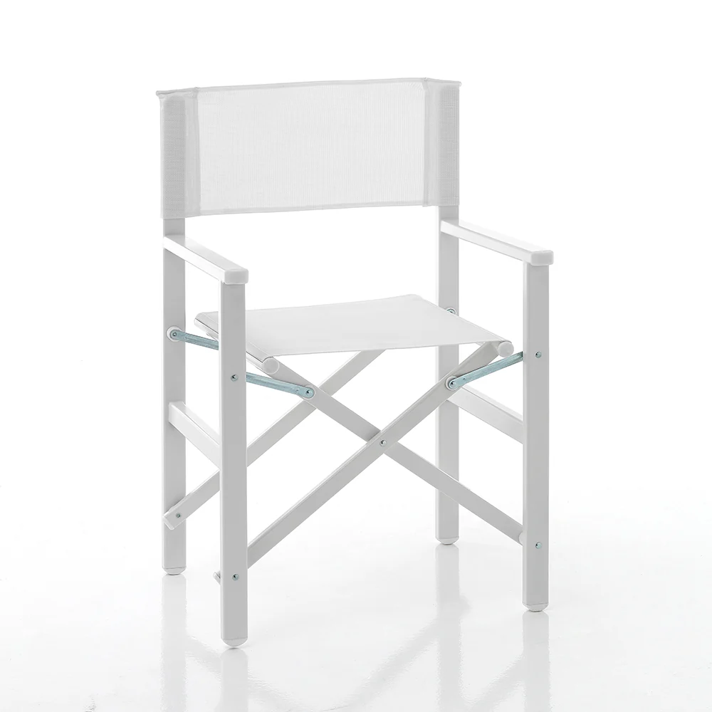 Sedia da regista pieghevole metallo bianco cm 55x46x88h