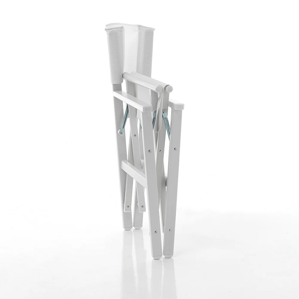 Sedia da regista pieghevole metallo bianco cm 55x46x88h