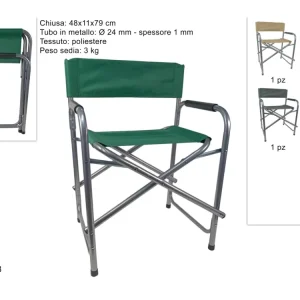 Sedia regista poliestere tubo metallo d.24mm 5 colori assortiti