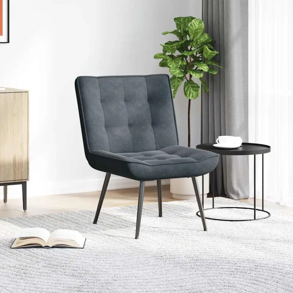 Sedia Relax 64x74x84 cm Grigio Scuro Velluto