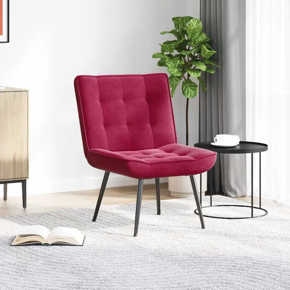 Sedia Relax 64x74x84 cm Rosso Vino Velluto