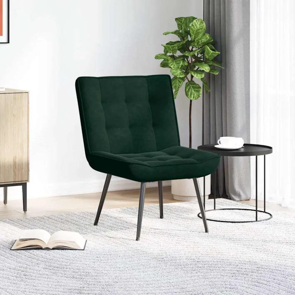 Sedia Relax 64x74x84 cm Verde Scuro Velluto