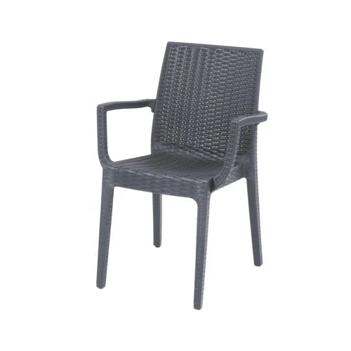 SEDIA RESINA con BRACCIOLI Mod. DAFNE colore ANTRACITE Similrattan Impilabile