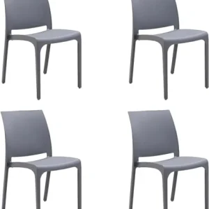 Sedia Resina impilabile Made Italy Design per Interno Esterno Sofia Grigio Chiaro 4 pz