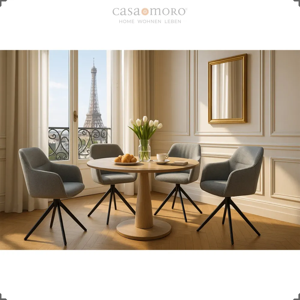 Sedia da sala da pranzo con braccioli – girevole 360° colore grigio