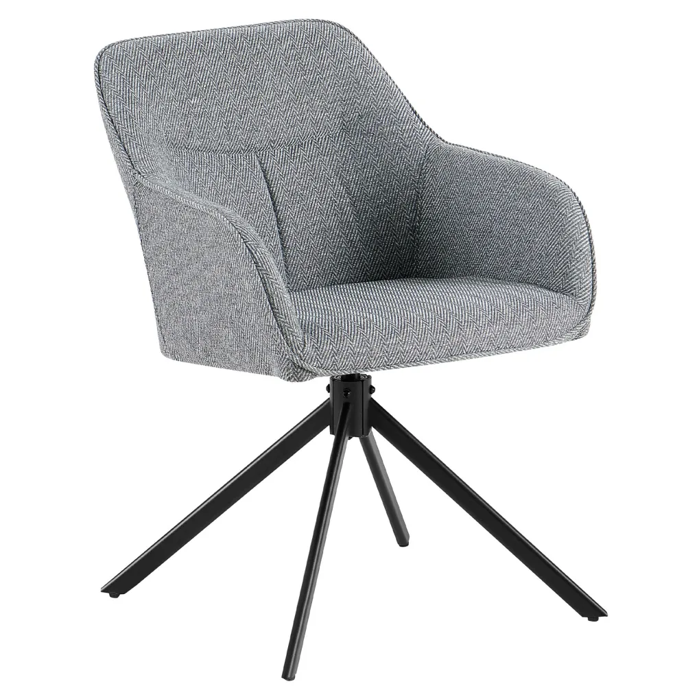 Sedia da sala da pranzo con braccioli – girevole 360° colore grigio