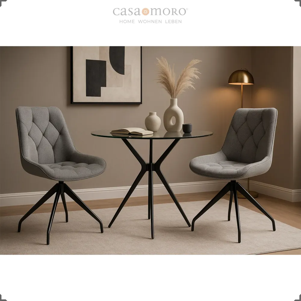 Sedia da sala da pranzo con funzione girevole 360° - grigia