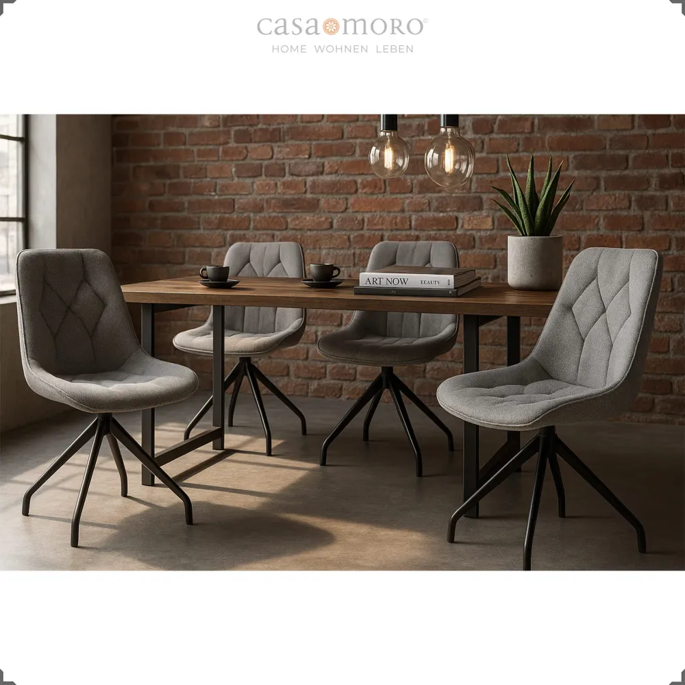 Sedia da sala da pranzo con funzione girevole 360° - grigia