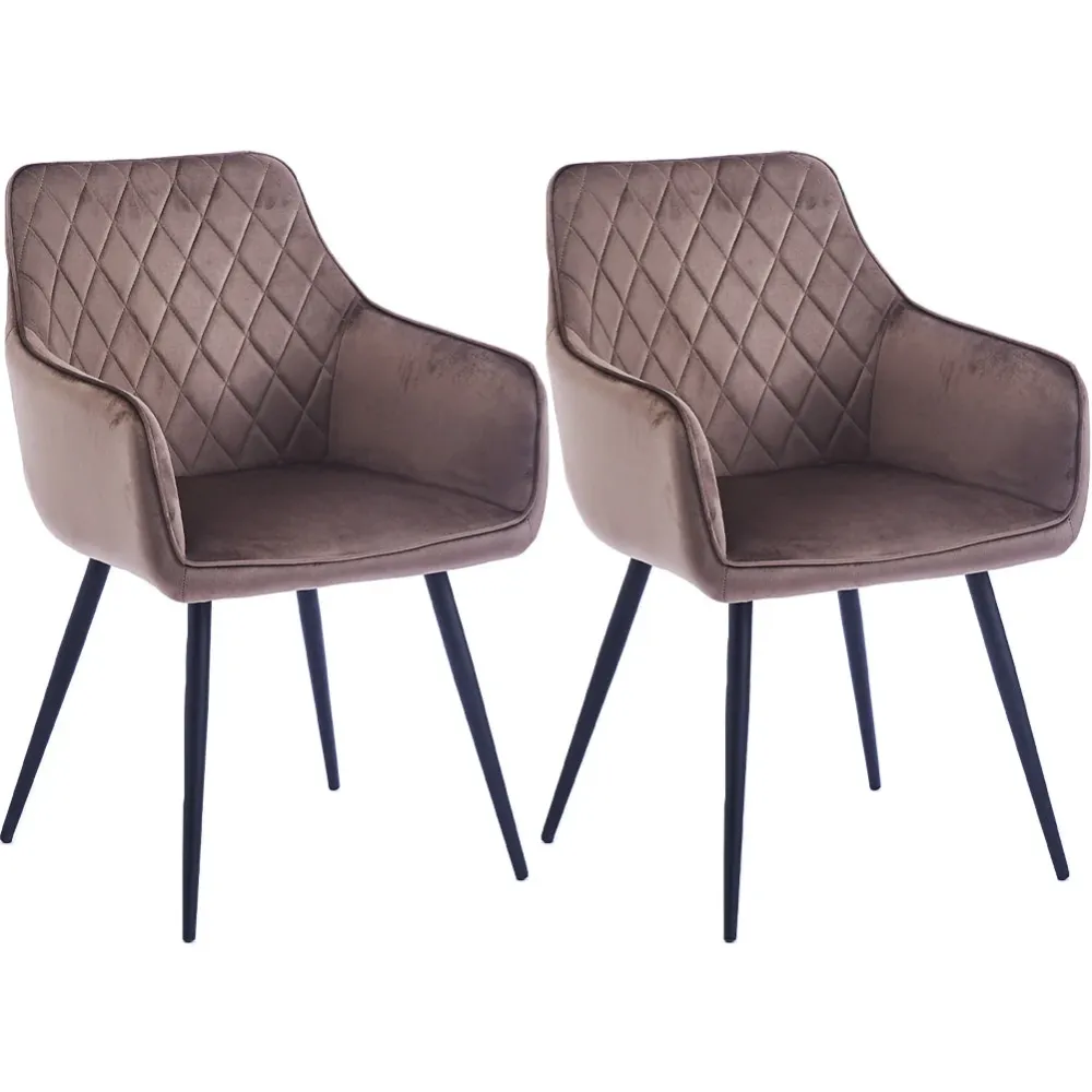Sedia Sala da Pranzo Kit 2pz Velluto Marrone Poltrona Ergonomica Casa Bar Ristorante
