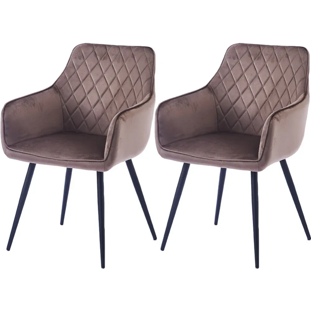 Sedia Sala da Pranzo Kit 2pz Velluto Marrone Poltrona Ergonomica Casa Bar Ristorante