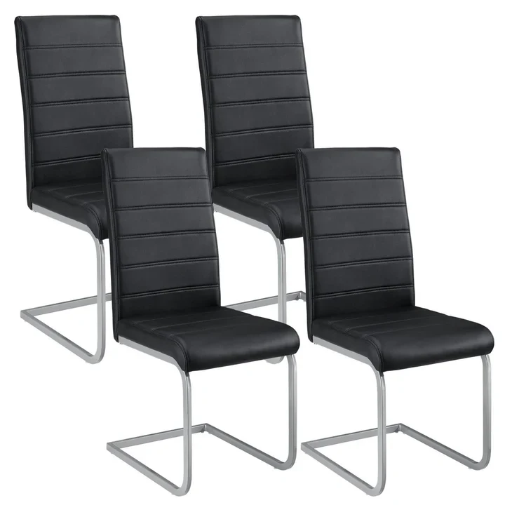 Sedia sbalzo Vegas set da 4 similpelle nera