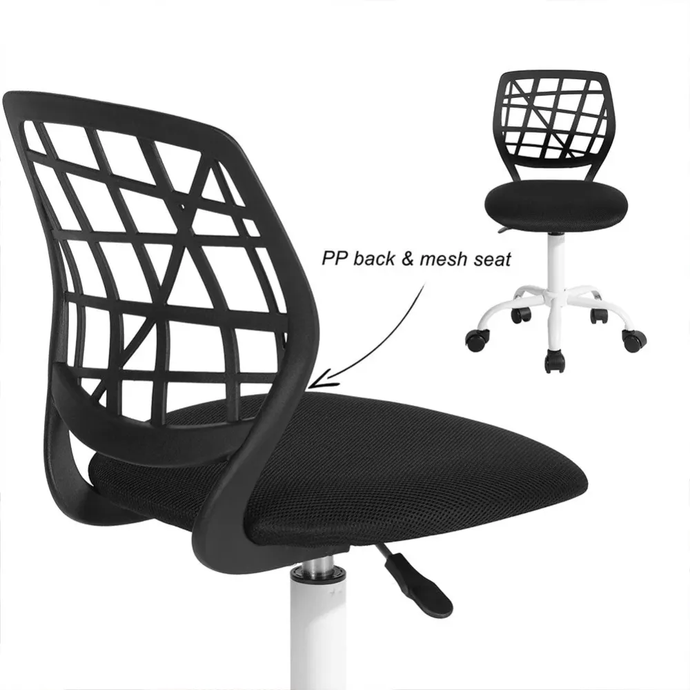 Sedia da Scrivania Cameretta Altezza Regolabile Ergonomica Base Bianca Nero
