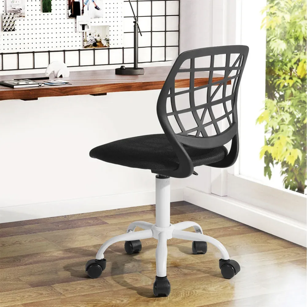 Sedia da Scrivania Cameretta Altezza Regolabile Ergonomica Base Bianca Nero