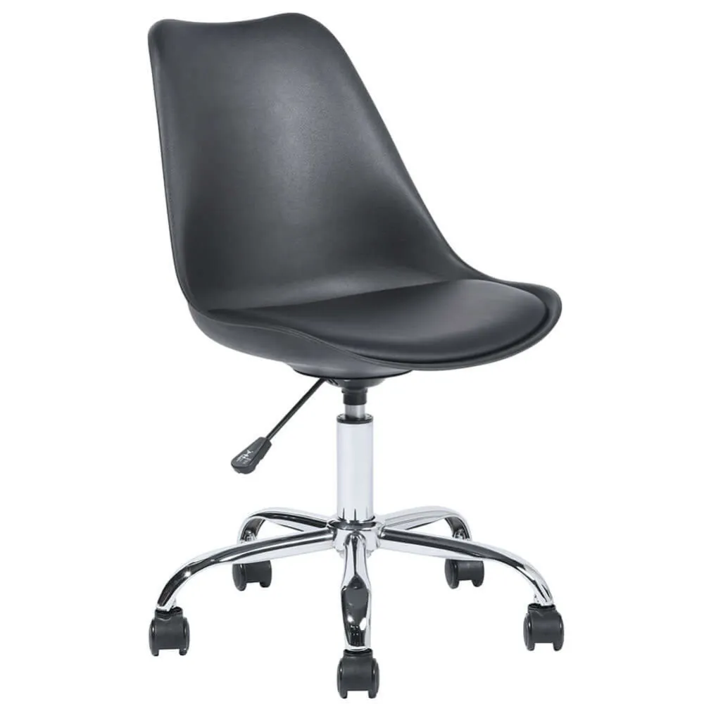 Sedia da Scrivania Ergonomica con Ruote Polipropilene Ufficio e Cameretta Black