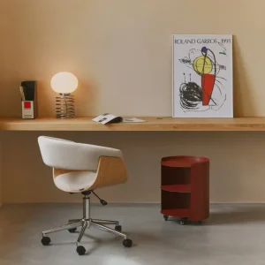 Sedia da scrivania similpelle e legno Beckett