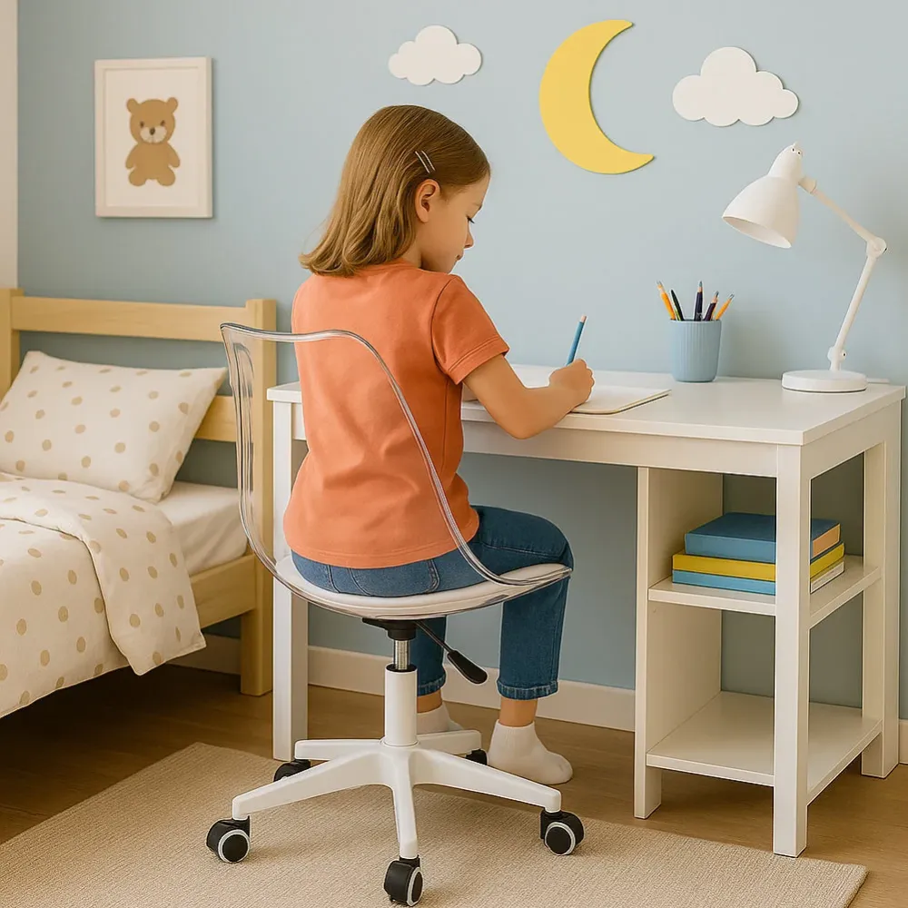 Sedia da Scrivania Trasparente Poltrona Ufficio e Cameretta Schienale Ergonomico