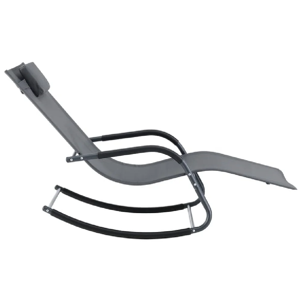 Sedia Sdraio Dondolo per Esterni con Cuscino Imbottito Design Ergonomico Grigio