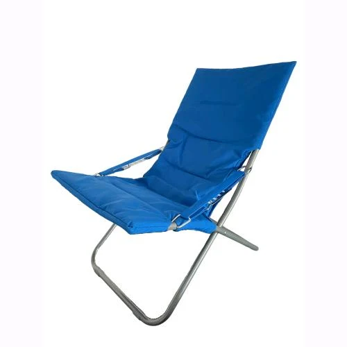 Sedia Sdraio Imbottita Acciaio con Braccioli Pieghevole Blu 65x80x96 cm Spiaggina Regolabile Canapone