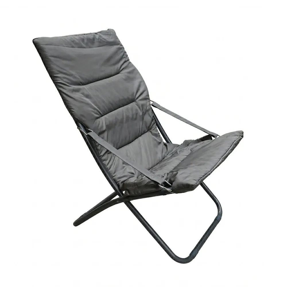 Sedia sdraio pieghevole imbottita alluminio grigia 63x77x90 cm