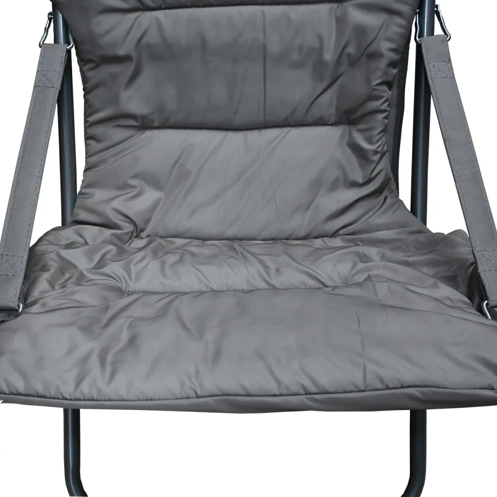 Sedia sdraio pieghevole imbottita alluminio grigia 63x77x90 cm