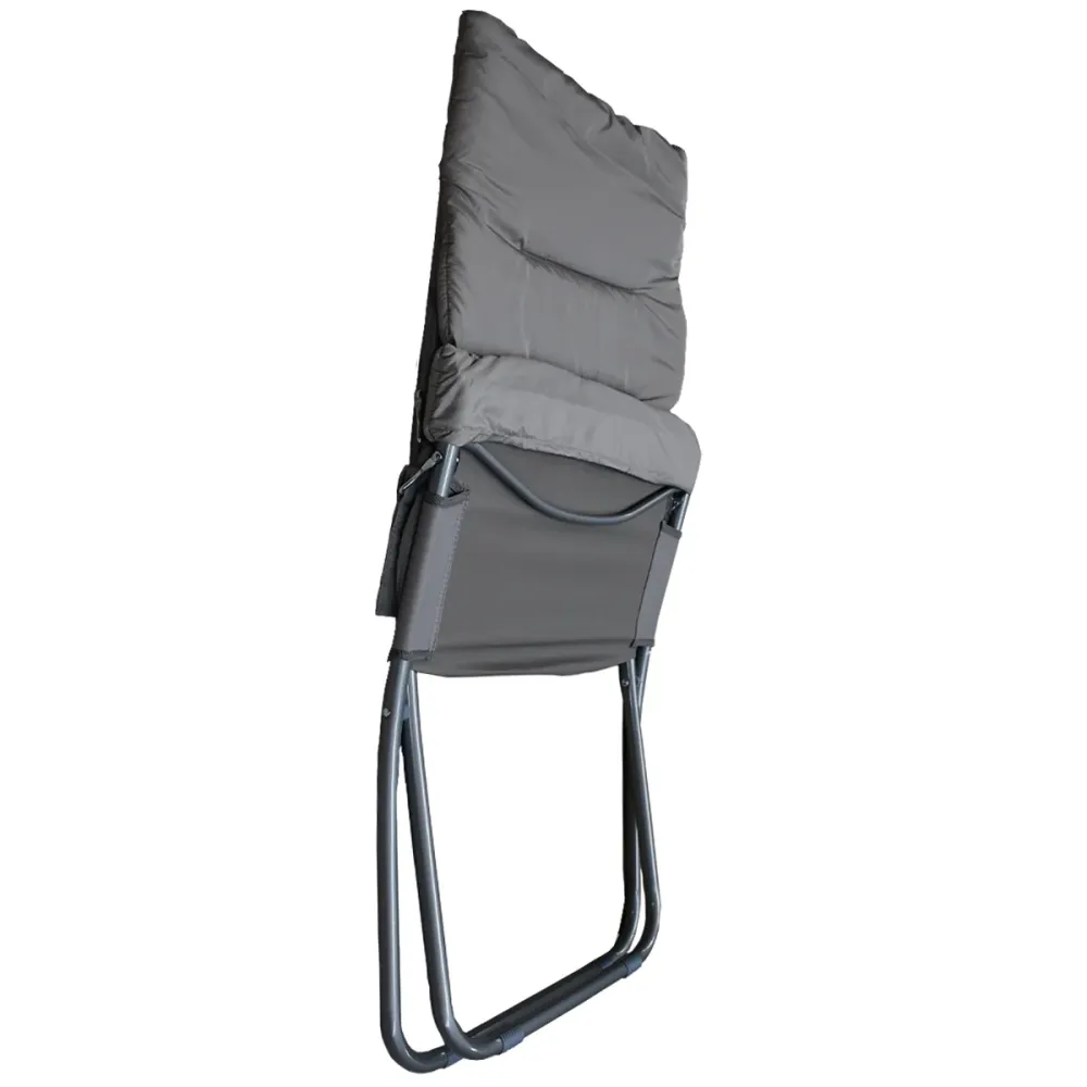 Sedia sdraio pieghevole imbottita alluminio grigia 63x77x90 cm