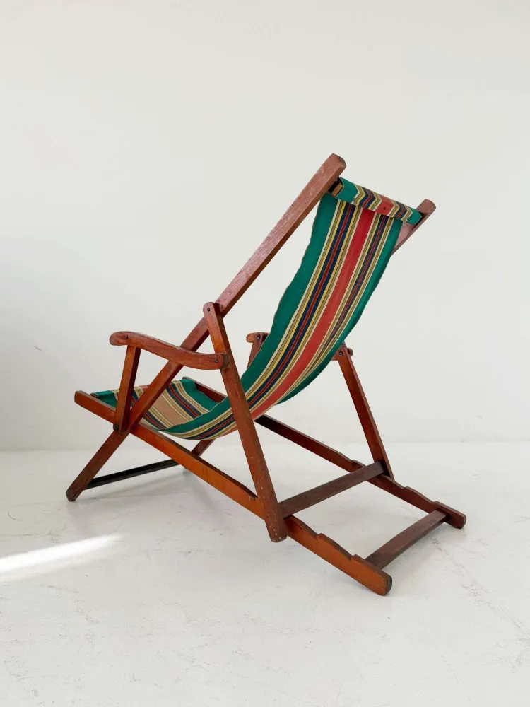 Sedia sdraio pieghevole legno con seduta tela rigata