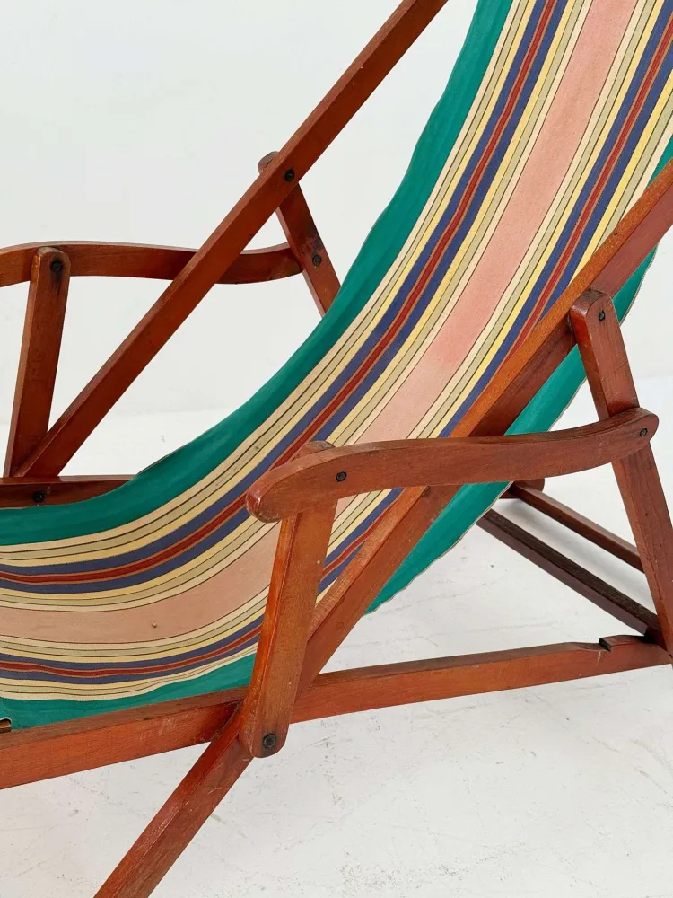 Sedia sdraio pieghevole legno con seduta tela rigata