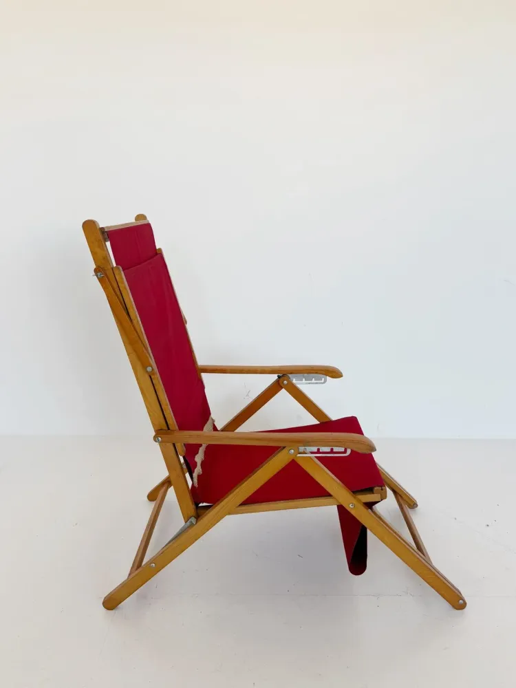 Sedia sdraio pieghevole regolabile con tettuccio parasole – Fratelli Reguitti, anni '60-'70