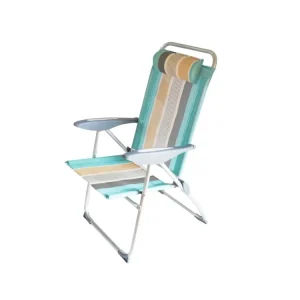 Sedia sdraio Tropea reclinabile con poggiatesta metallo e tessuto multicolor, 110x57x73 cm - Frada