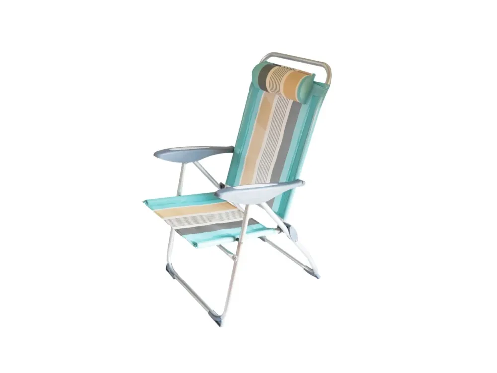 Sedia sdraio Tropea reclinabile con poggiatesta metallo e tessuto multicolor, 110x57x73 cm - Frada