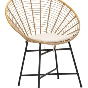 Sedia seduta tonda metallo effetto bambù gambe colore nero cm 72x56x88h