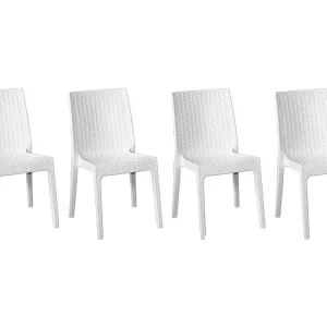 Sedia selene simil rattan set da 4 pezzi colore bianco