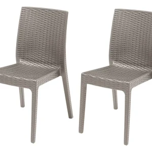 Sedia selene simil rattan set da 2 pezzi colore tortora