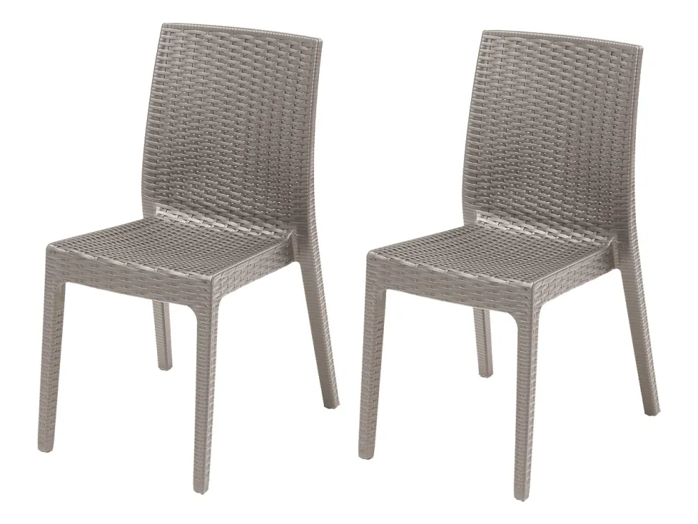 Sedia selene simil rattan set da 2 pezzi colore tortora