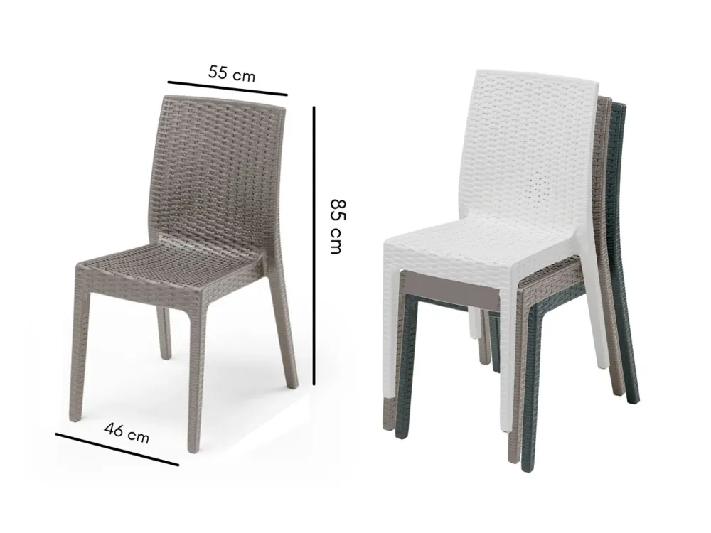 Sedia selene simil rattan set da 2 pezzi colore tortora