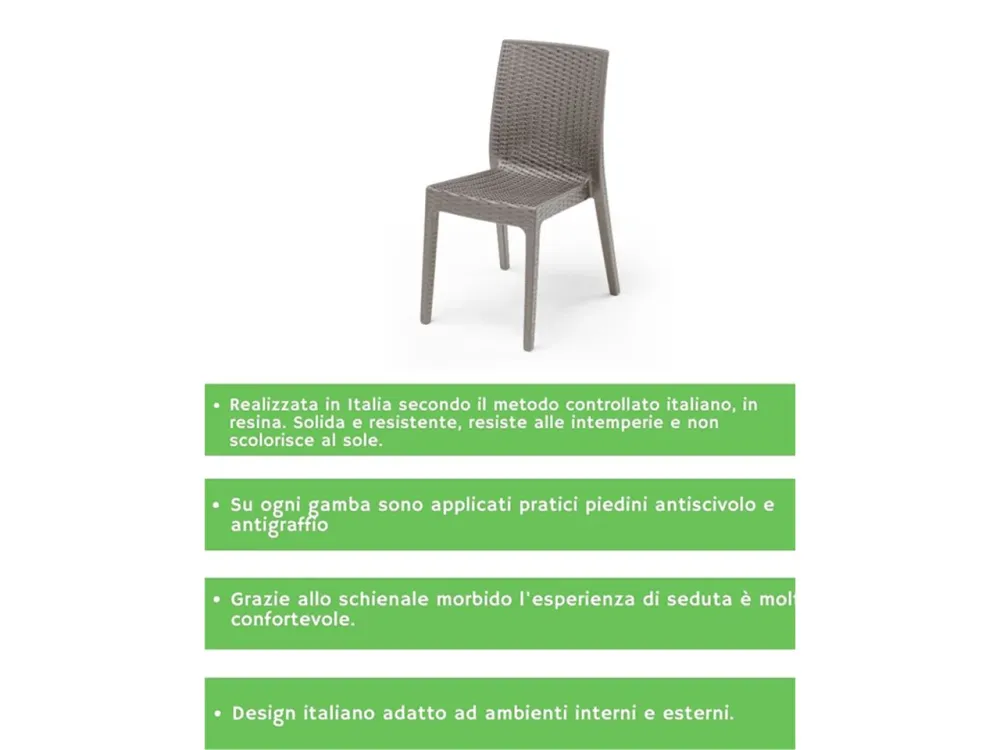 Sedia selene simil rattan set da 2 pezzi colore tortora
