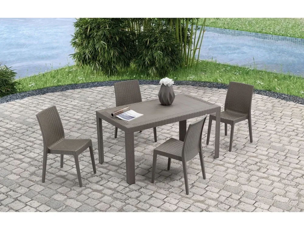 Sedia selene simil rattan set da 2 pezzi colore tortora