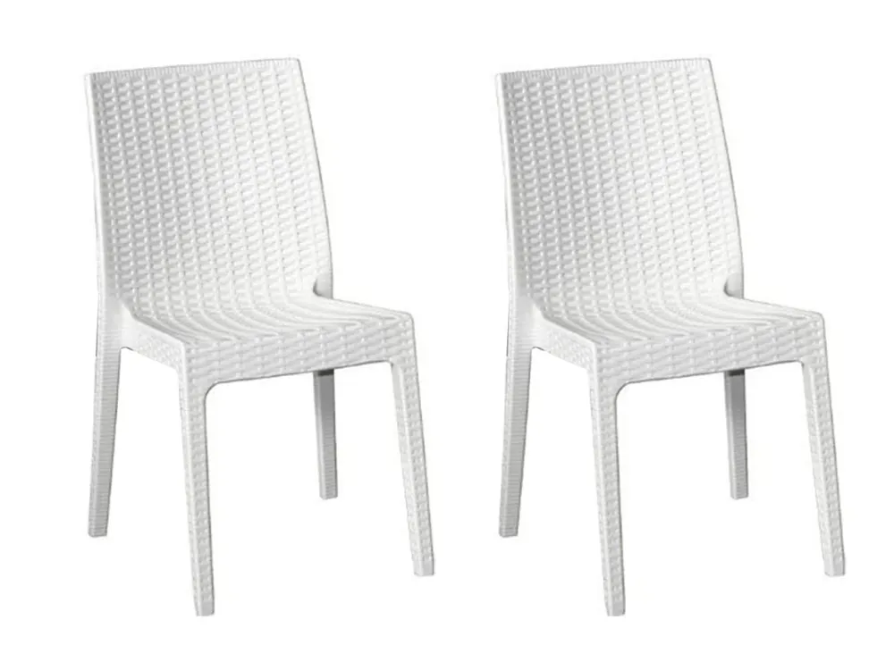 Sedia selene simil rattan set da 2 pezzi colore bianco