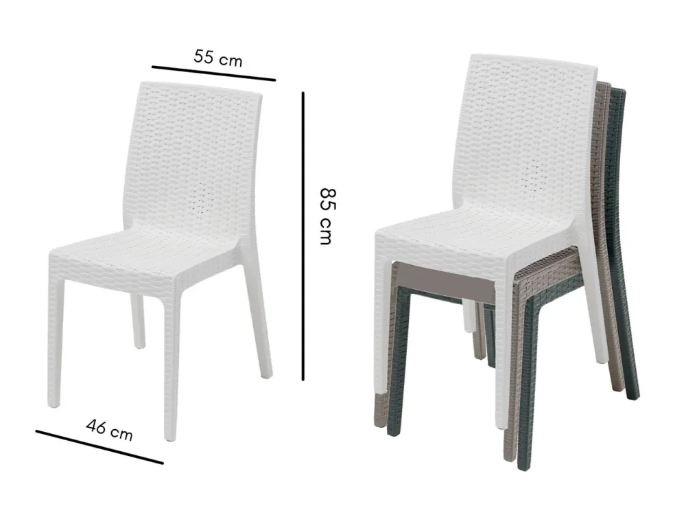 Sedia selene simil rattan set da 2 pezzi colore bianco