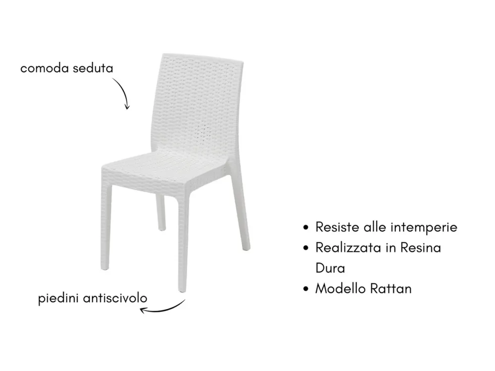 Sedia selene simil rattan set da 2 pezzi colore bianco
