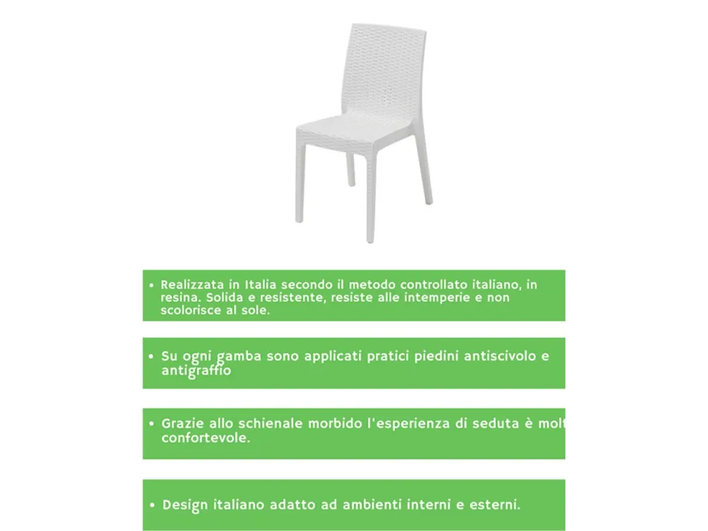 Sedia selene simil rattan set da 2 pezzi colore bianco