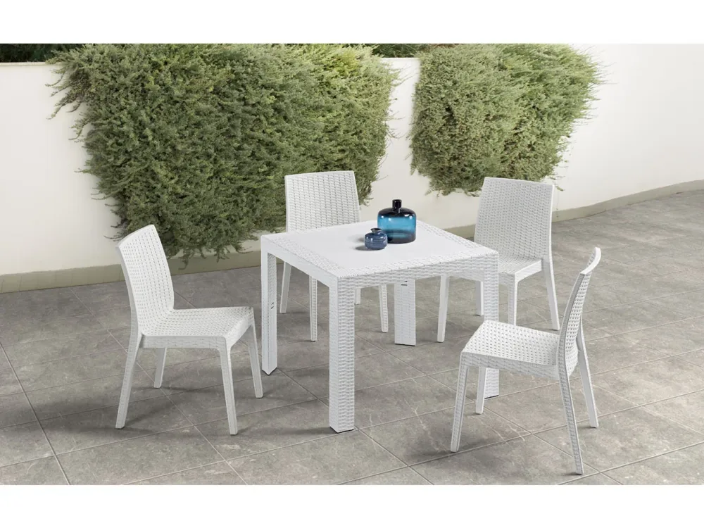 Sedia selene simil rattan set da 2 pezzi colore bianco