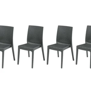 Sedia selene simil rattan set da 4 pezzi colore antracite