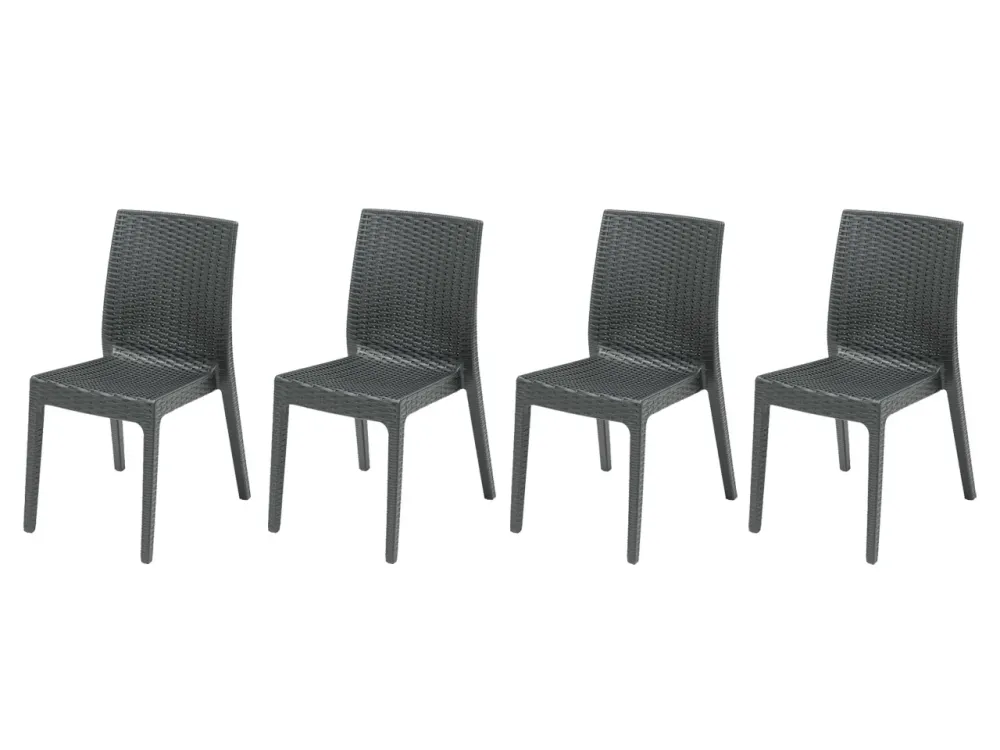 Sedia selene simil rattan set da 4 pezzi colore antracite